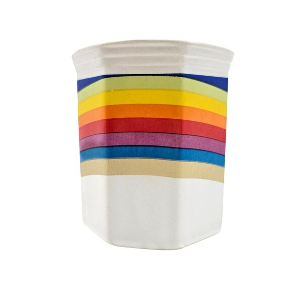 Vintage Rainbow Stripes Octagon Ceramic Mug Retro Pride - Picture 3 of 10